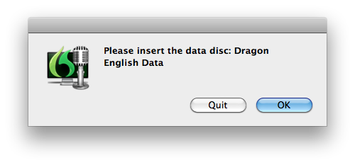 "Please insert the data disc: Dragon English Data"